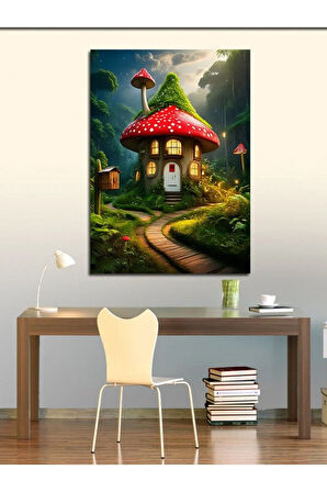 Kanvas Tablo Mantar Görünümlü Ev