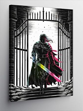 Kanvas Tablo Renkli Kılıçlı Şövalye