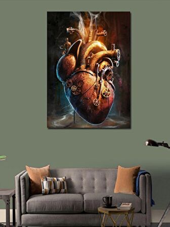Kanvas Tablo Mekanik Kalp