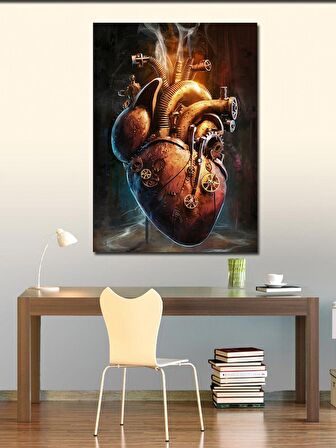 Kanvas Tablo Mekanik Kalp
