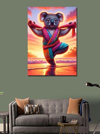 Kanvas Tablo Yoga Yapan Koala