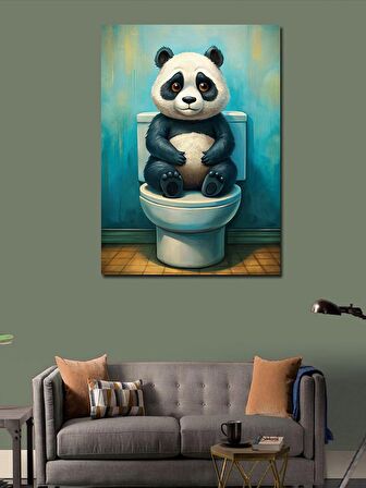 Kanvas Tablo Tuvaletteki Panda