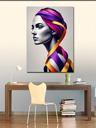 Kanvas Tablo Kurdeleler Ve Kadın