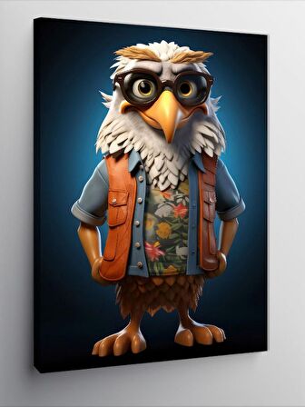 Kanvas Tablo Gözlüklü Çizgi Film Kartal