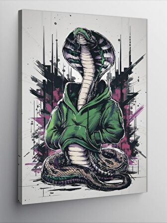 Kanvas Tablo Yeşil Kapşonlu Kobra Yılanı