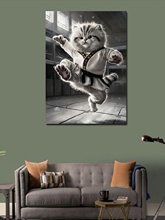 Kanvas Tablo Karateci Kedi