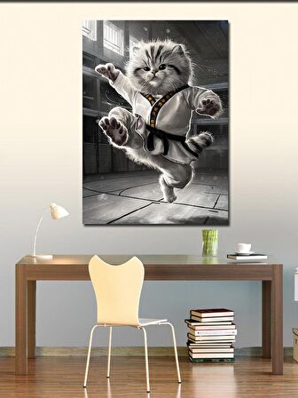 Kanvas Tablo Karateci Kedi