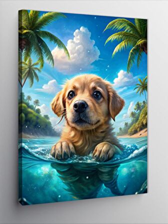 Kanvas Tablo Yüzen Köpek