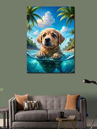 Kanvas Tablo Yüzen Köpek