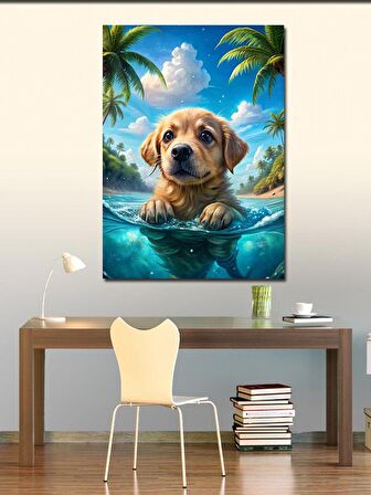 Kanvas Tablo Yüzen Köpek