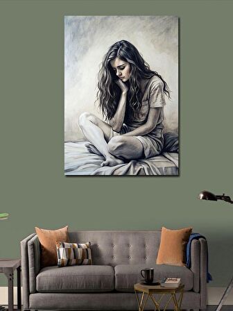 Kanvas Tablo Düşünen Kadın
