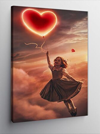Kanvas Tablo Uçan Balonlu Kız