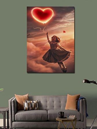 Kanvas Tablo Uçan Balonlu Kız