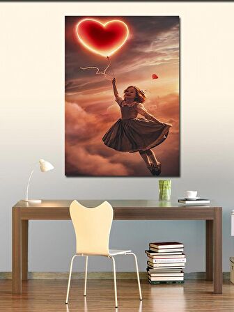 Kanvas Tablo Uçan Balonlu Kız