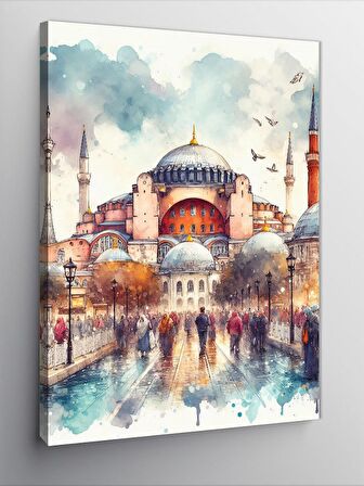 Kanvas Tablo Ayasofya Camii Ve İnsanlar