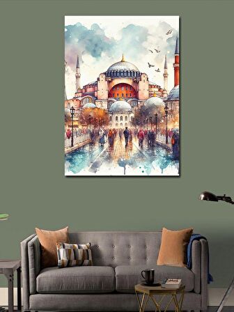 Kanvas Tablo Ayasofya Camii Ve İnsanlar