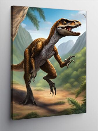 Kanvas Tablo Dinozor T-Rex Av Peşinde