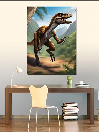 Kanvas Tablo Dinozor T-Rex Av Peşinde