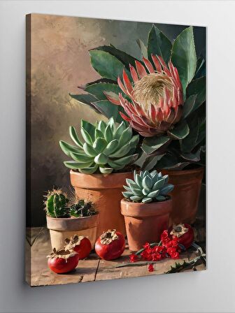 Kanvas Tablo Balkondaki Renkli Kaktüsler