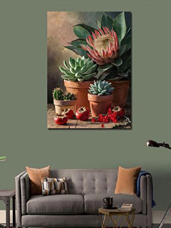 Kanvas Tablo Balkondaki Renkli Kaktüsler