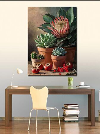 Kanvas Tablo Balkondaki Renkli Kaktüsler