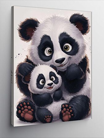Kanvas Tablo Sevimli Panda Ailesi