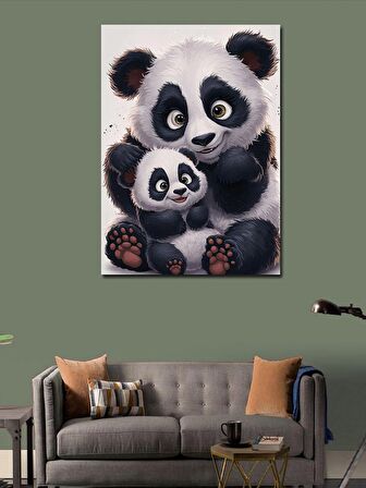 Kanvas Tablo Sevimli Panda Ailesi