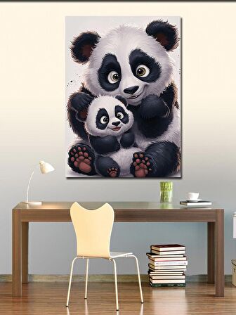 Kanvas Tablo Sevimli Panda Ailesi