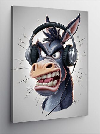Kanvas Tablo Müzik Dinleyen Eşek 