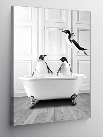 Kanvas Tablo Penguenlerin Küvet Keyfi