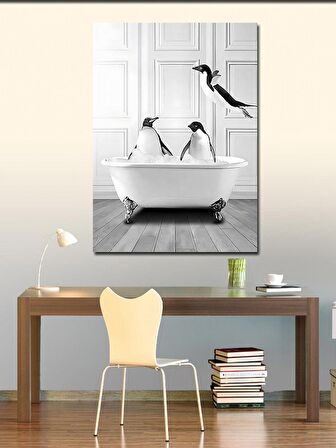 Kanvas Tablo Penguenlerin Küvet Keyfi