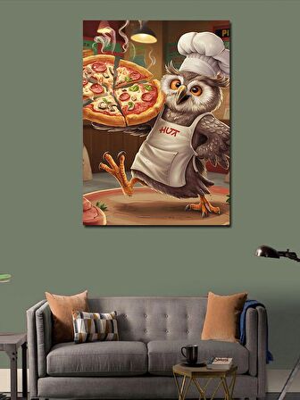 Kanvas Tablo Usta Pizzacı Baykuş