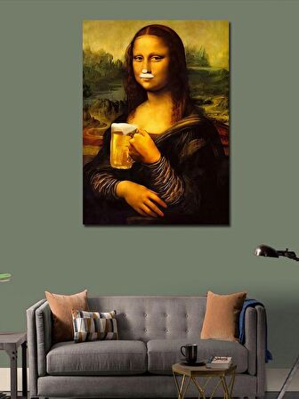 Kanvas Tablo Bira İçen Mona Lisa