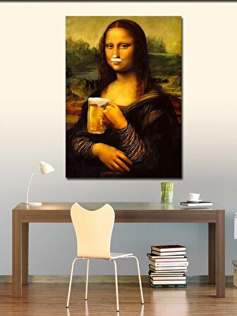 Kanvas Tablo Bira İçen Mona Lisa