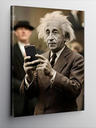 Kanvas Tablo Albert Einstein Ve Telefon