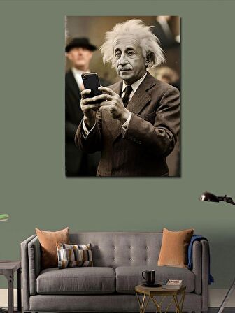 Kanvas Tablo Albert Einstein Ve Telefon