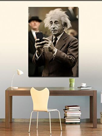 Kanvas Tablo Albert Einstein Ve Telefon
