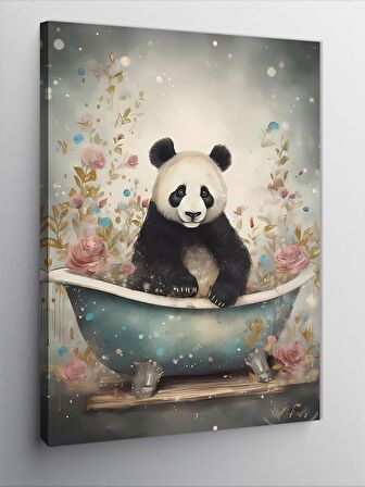 Kanvas Tablo Banyo Yapan Panda