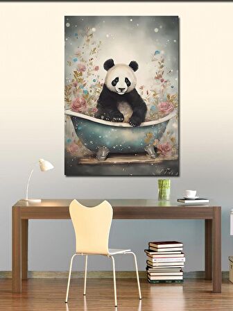 Kanvas Tablo Banyo Yapan Panda