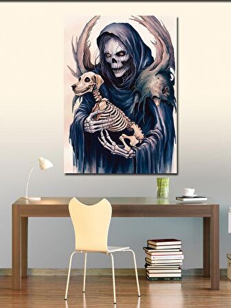 Kanvas Tablo Ölüm meleği ve köpek