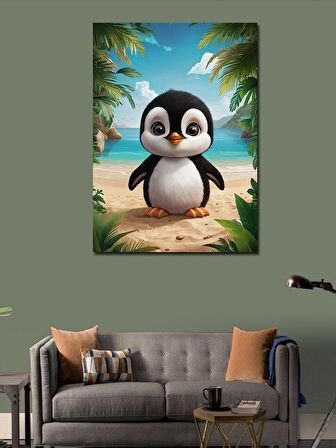 Kanvas Tablo Afacan penguen kumsalda