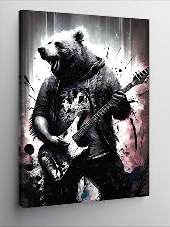 Kanvas Tablo Gitar çalan ayı