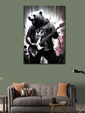 Kanvas Tablo Gitar çalan ayı