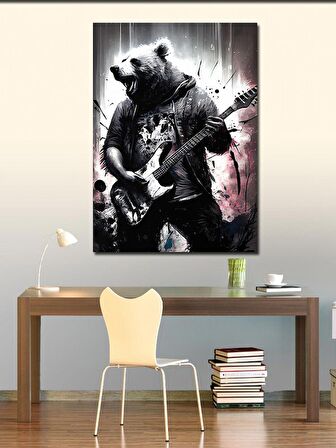 Kanvas Tablo Gitar çalan ayı