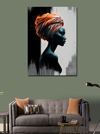 Kanvas Tablo kırmızı başlıklı esmer kadın