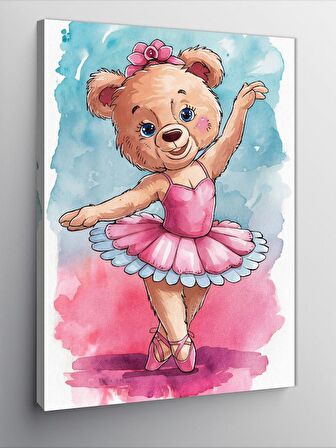 Kanvas Tablo Pembe kıyafetli balerin ayı
