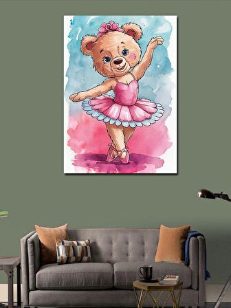 Kanvas Tablo Pembe kıyafetli balerin ayı