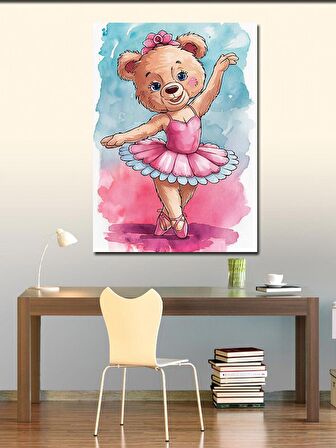 Kanvas Tablo Pembe kıyafetli balerin ayı