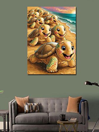 Kanvas Tablo Denize giden Kaplumbağalar