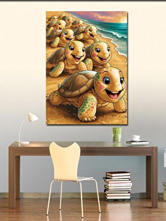 Kanvas Tablo Denize giden Kaplumbağalar